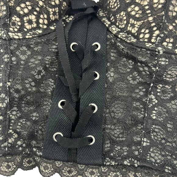 Victoria's Secret Very Sexy Lined Demi Bra Black Lace Corset Zip Back 32C - Picture 2 of 7